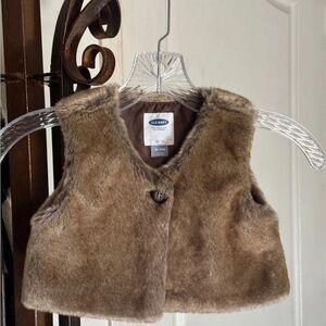 Old Navy Tan Faux Fur Vest 18-24months